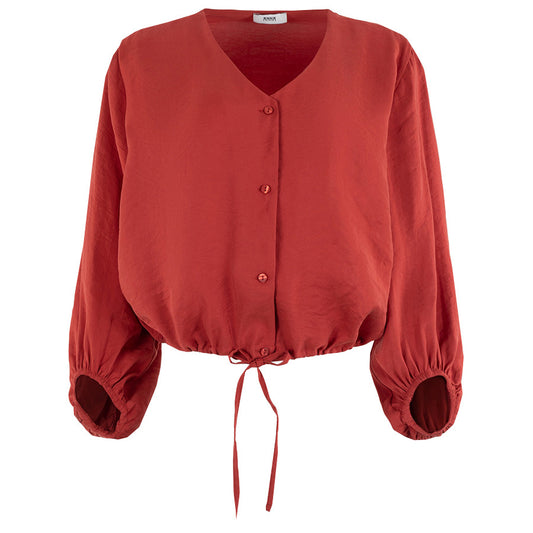 ANNA BLOUSE V-HALS BRICK