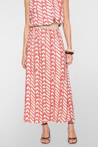 GEISHA ROK MET PRINT CORAL RED/SAND