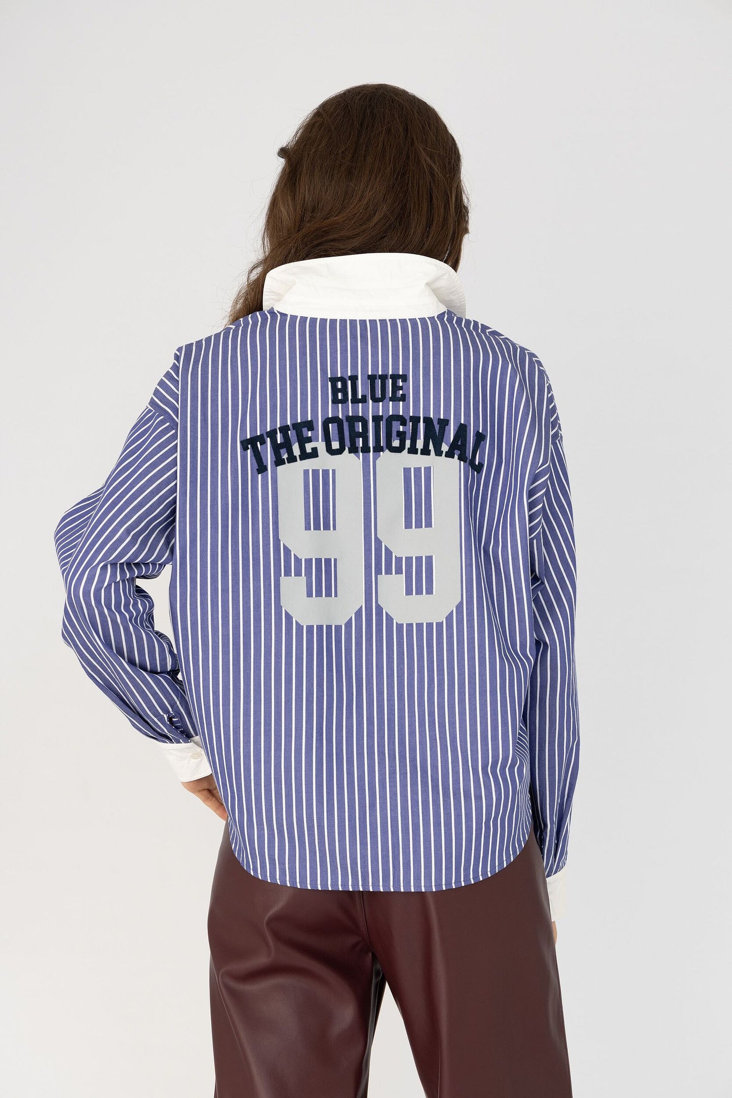 ANNA BLUE BLOUSE SALLY INDIAN BLUE STRIPE