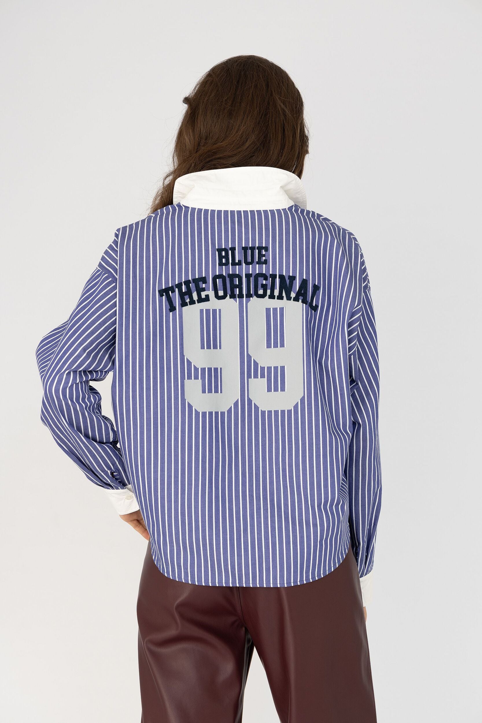 ANNA BLUE BLOUSE SALLY INDIAN BLUE STRIPE