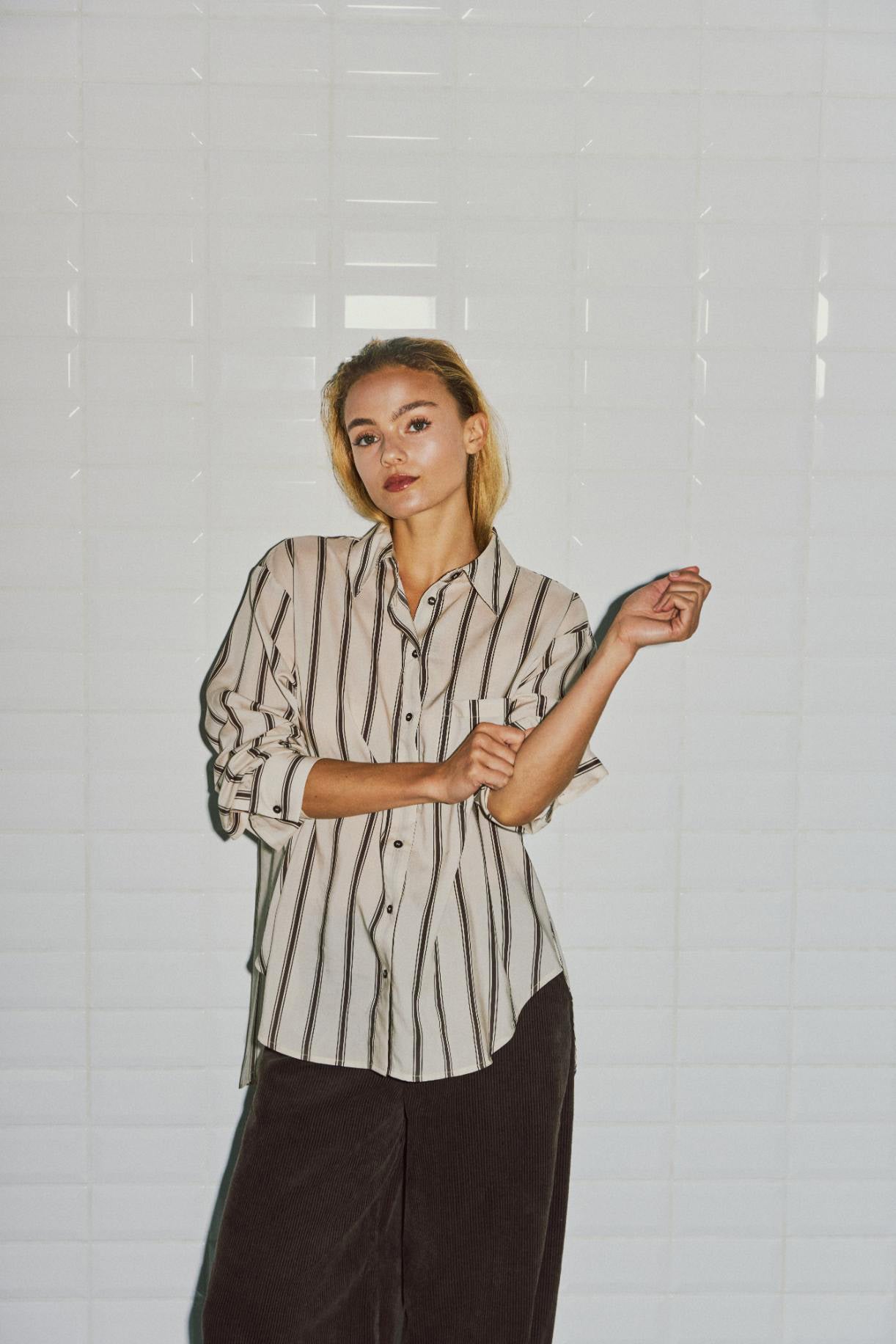 WITHBLACK BLOUSE RHIANNA JAPANESE PEARL STRIPE