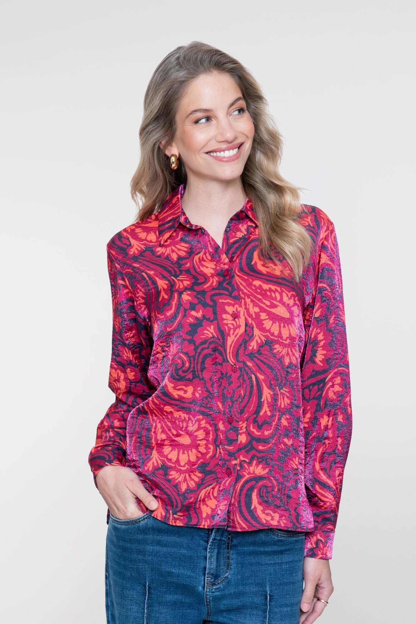 GEISHA BLOUSE GLANS NAVY/CORAL