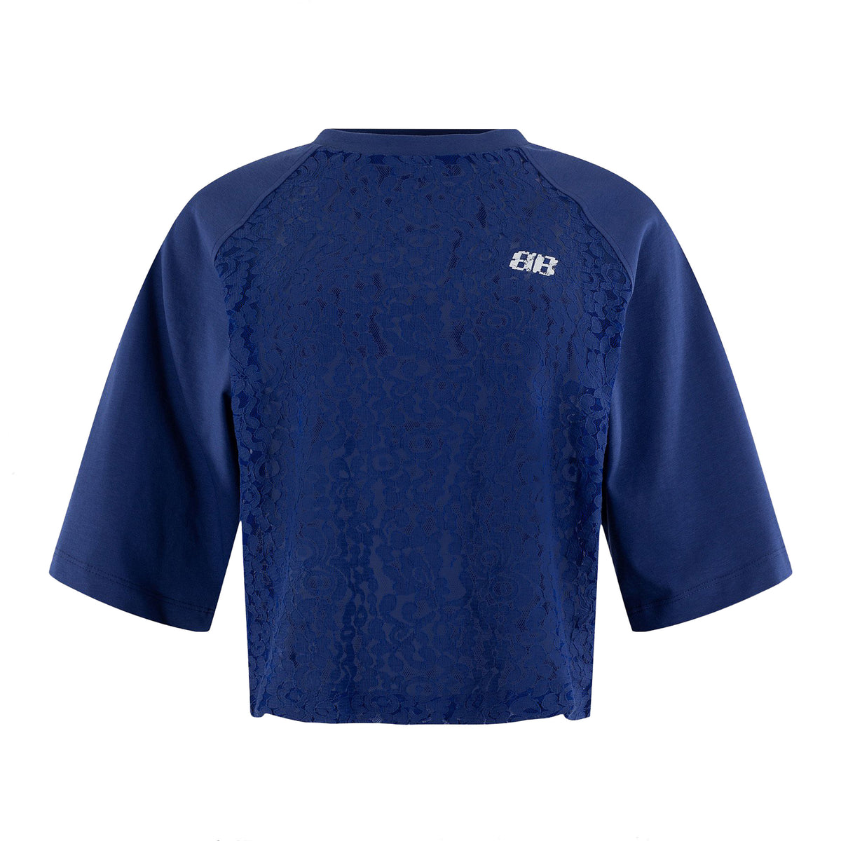 ANNA BLUE T-SHIRT BOXY LACE BLUE PURPLE SOLID