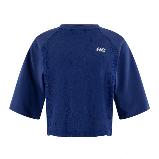 ANNA BLUE T-SHIRT BOXY LACE BLUE PURPLE SOLID