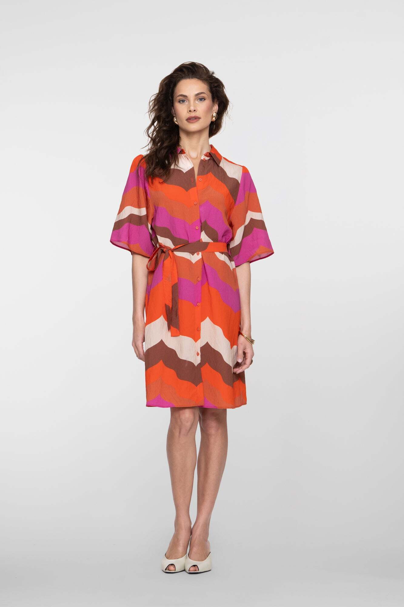 GEISHA JURK WAVE PRINT ECRU