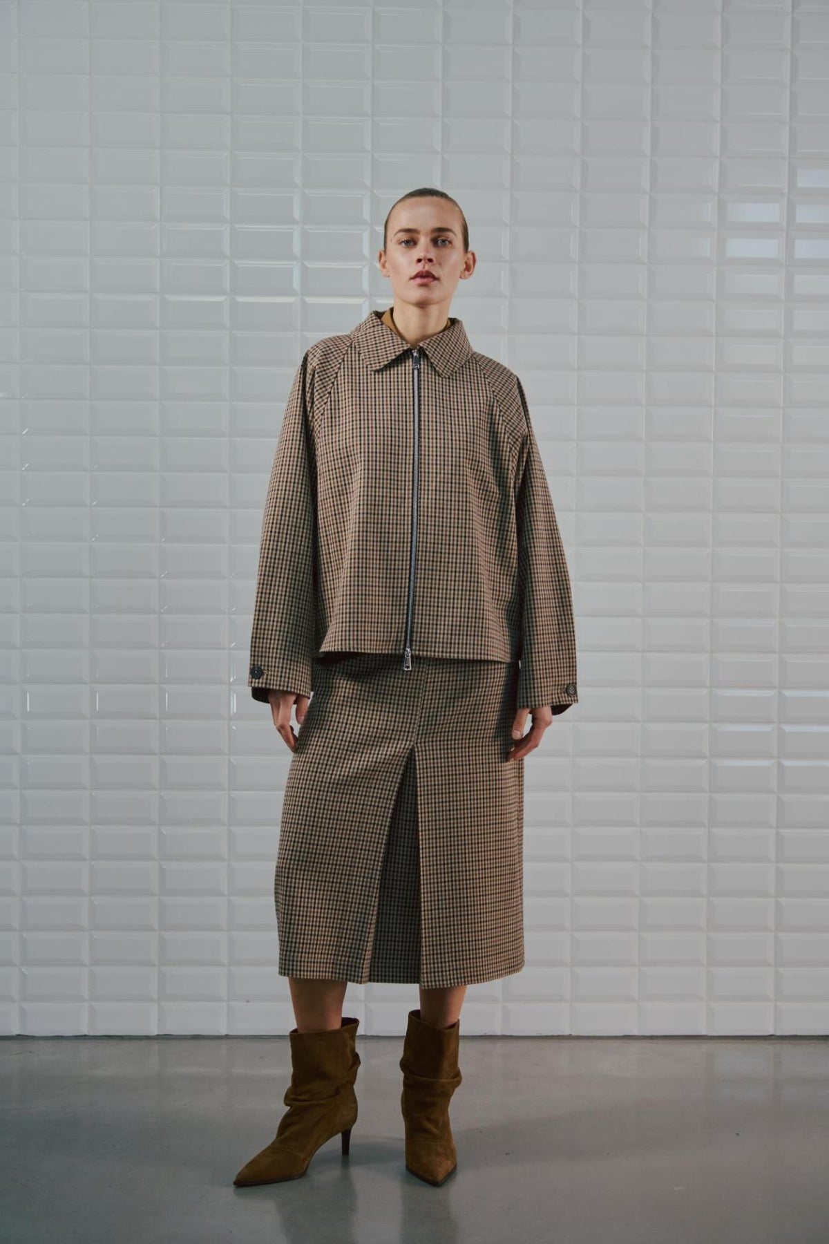 WITHBLACK JACKET JACKIE CAMEL CHECK