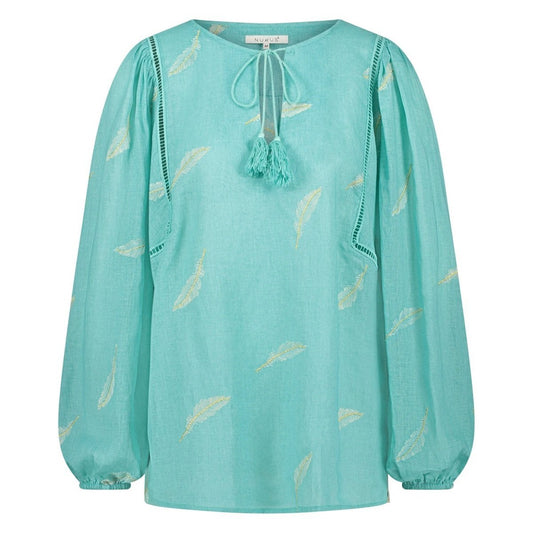 NUKUS BLOUSE CECILE FEATHER TURQUOISE
