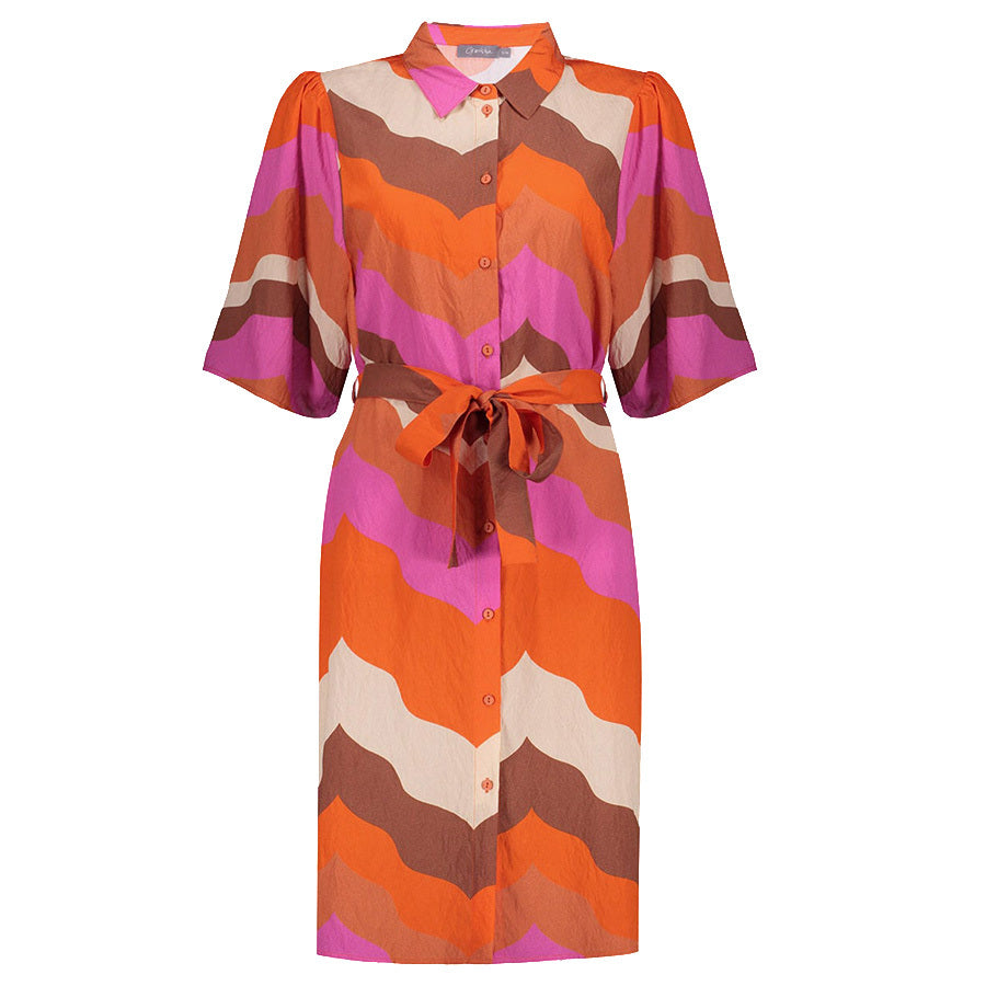 GEISHA JURK WAVE PRINT ECRU