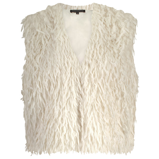 TRAMONTANA GILET FAUX FUR FEATHER OFF-WHITE