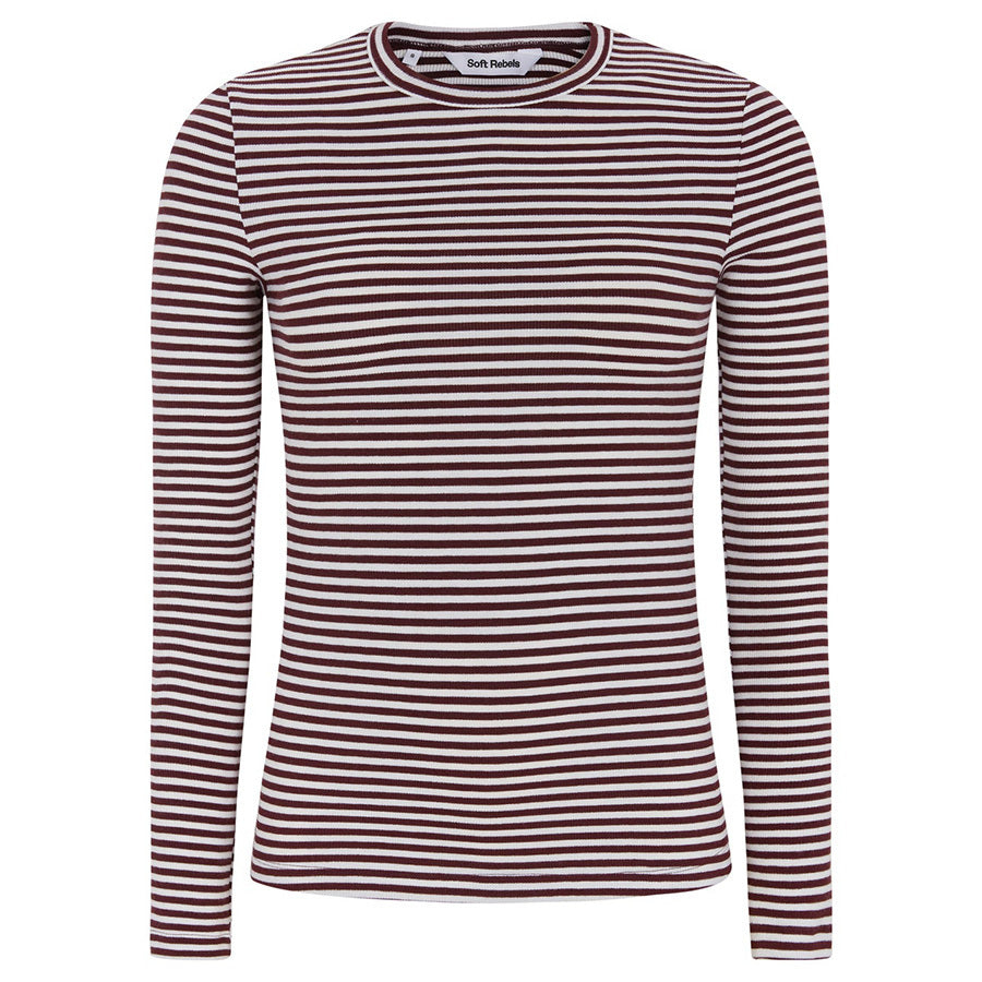 SOFT REBELS LONGSLEEVE FENJA STRIPE VINYARD WINE
