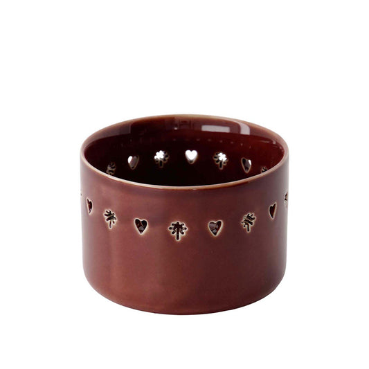 ZUSSS WAXINELICHTHOUDER KERAMIEK HART/STER DONKERROOD