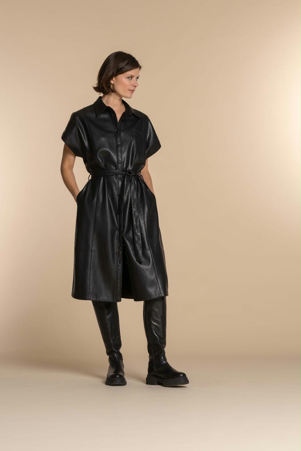 GEISHA JURK PU LEER ZWART