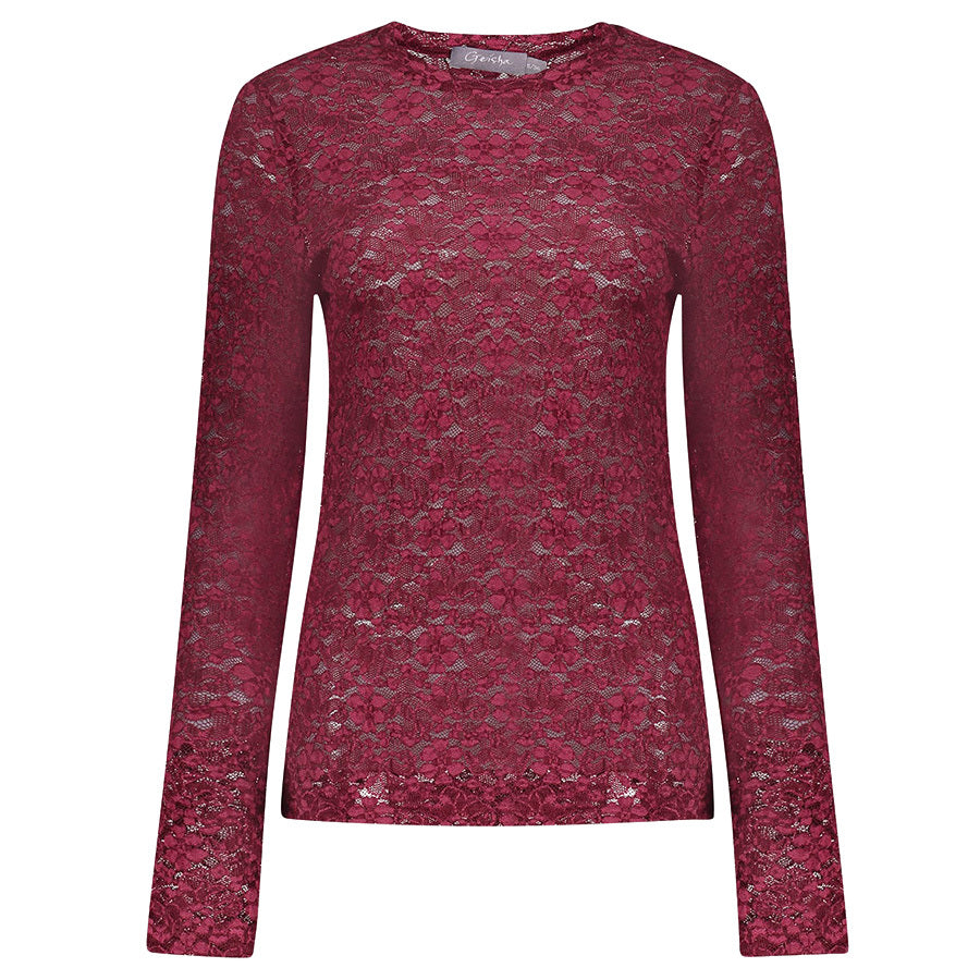 GEISHA LACE TOP BURGUNDY