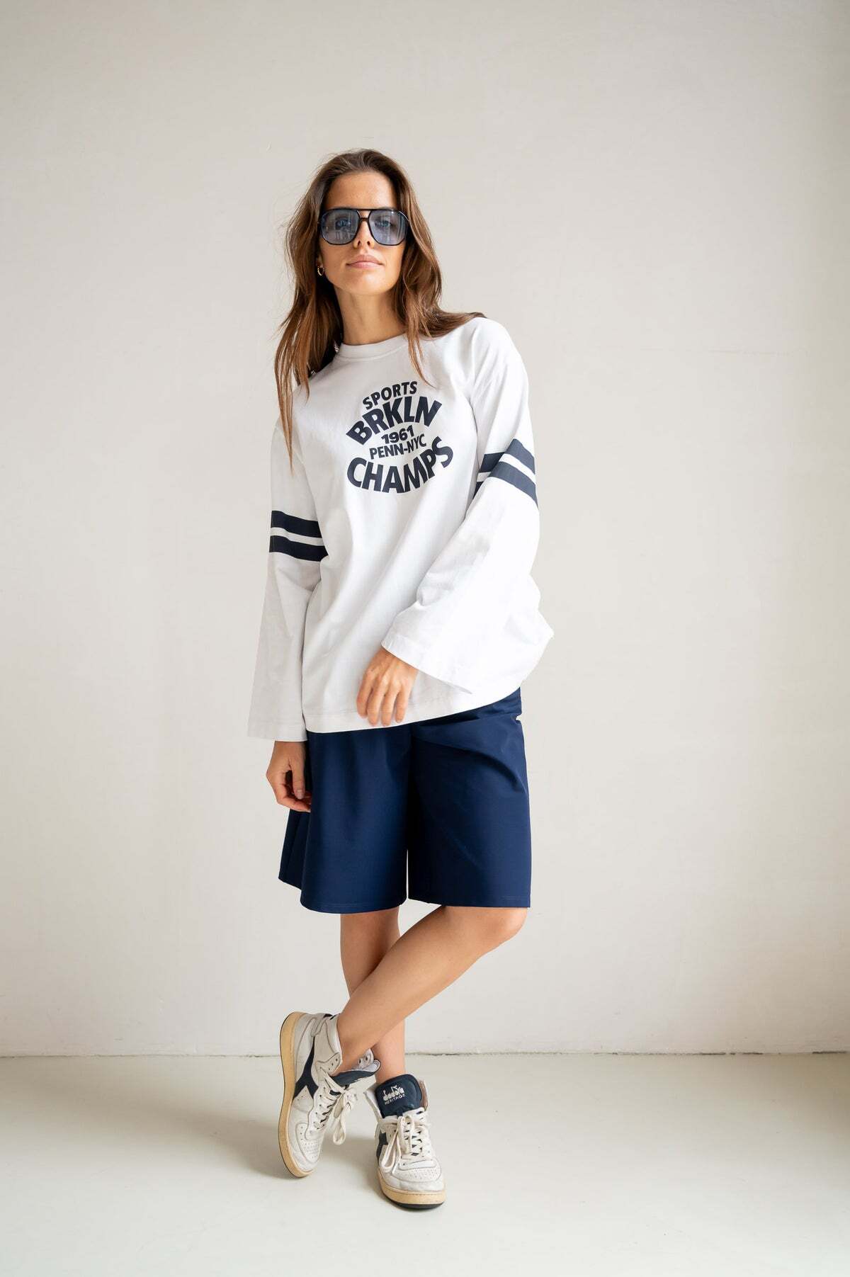 PENN&INK SHIRT PRINT WHITE/NAVY
