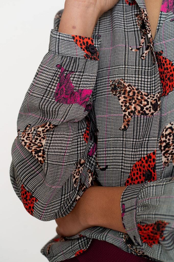 GEISHA BLOUSE LUIPAARD PRINT ORANGE/PINK