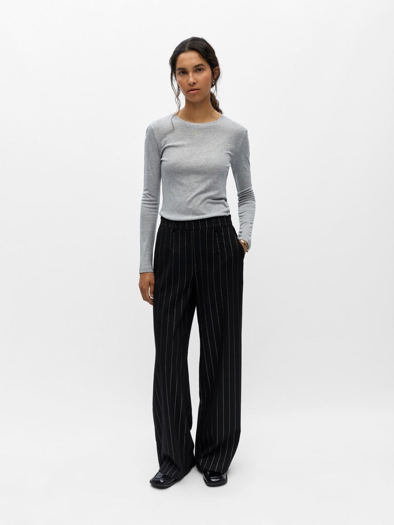 OBJECT BROEK LISA WIDE BLACK/SILVER