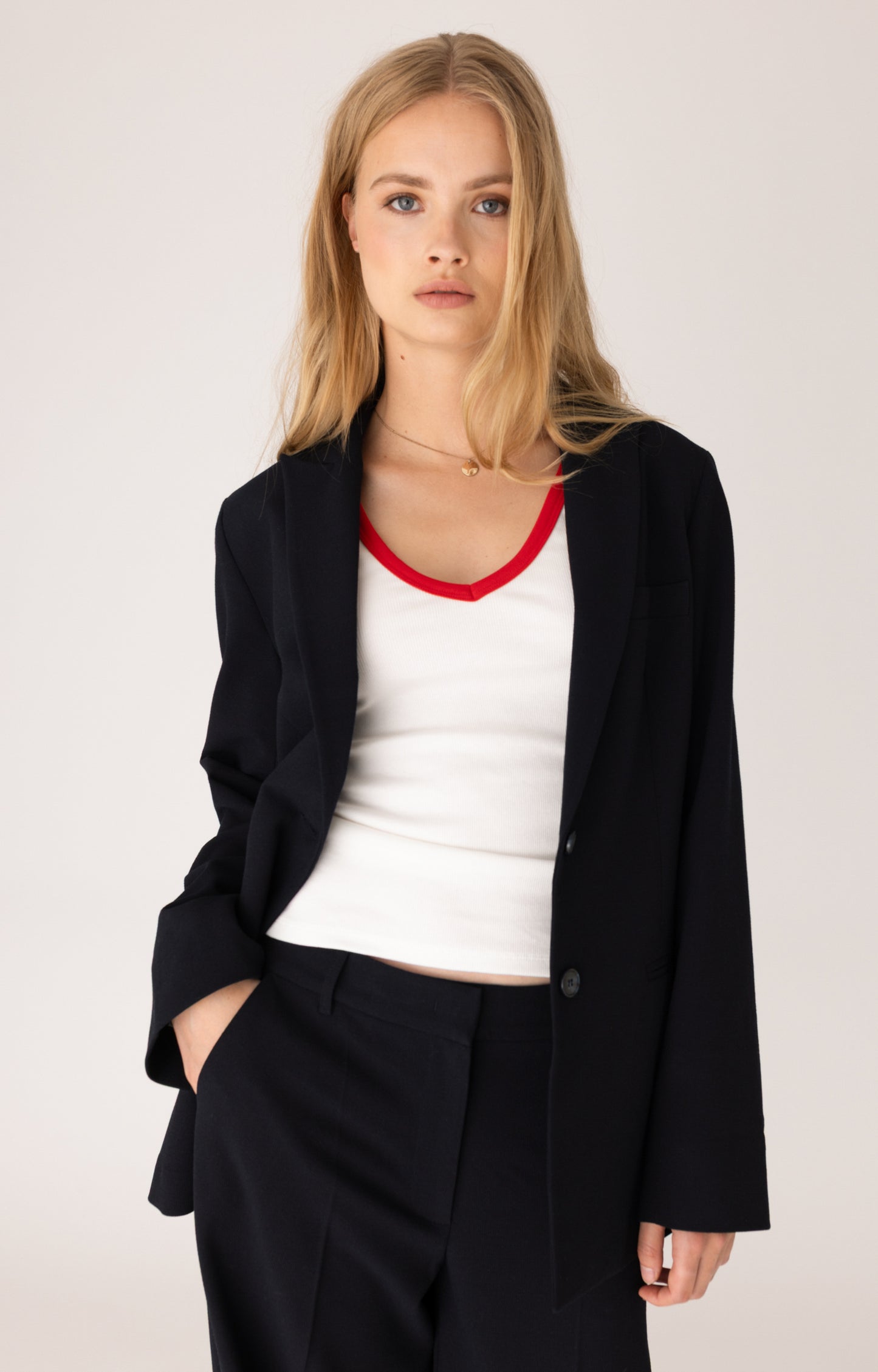 ANNA BLUE TANKTOP RIBBYV OFF-WHITE/RED