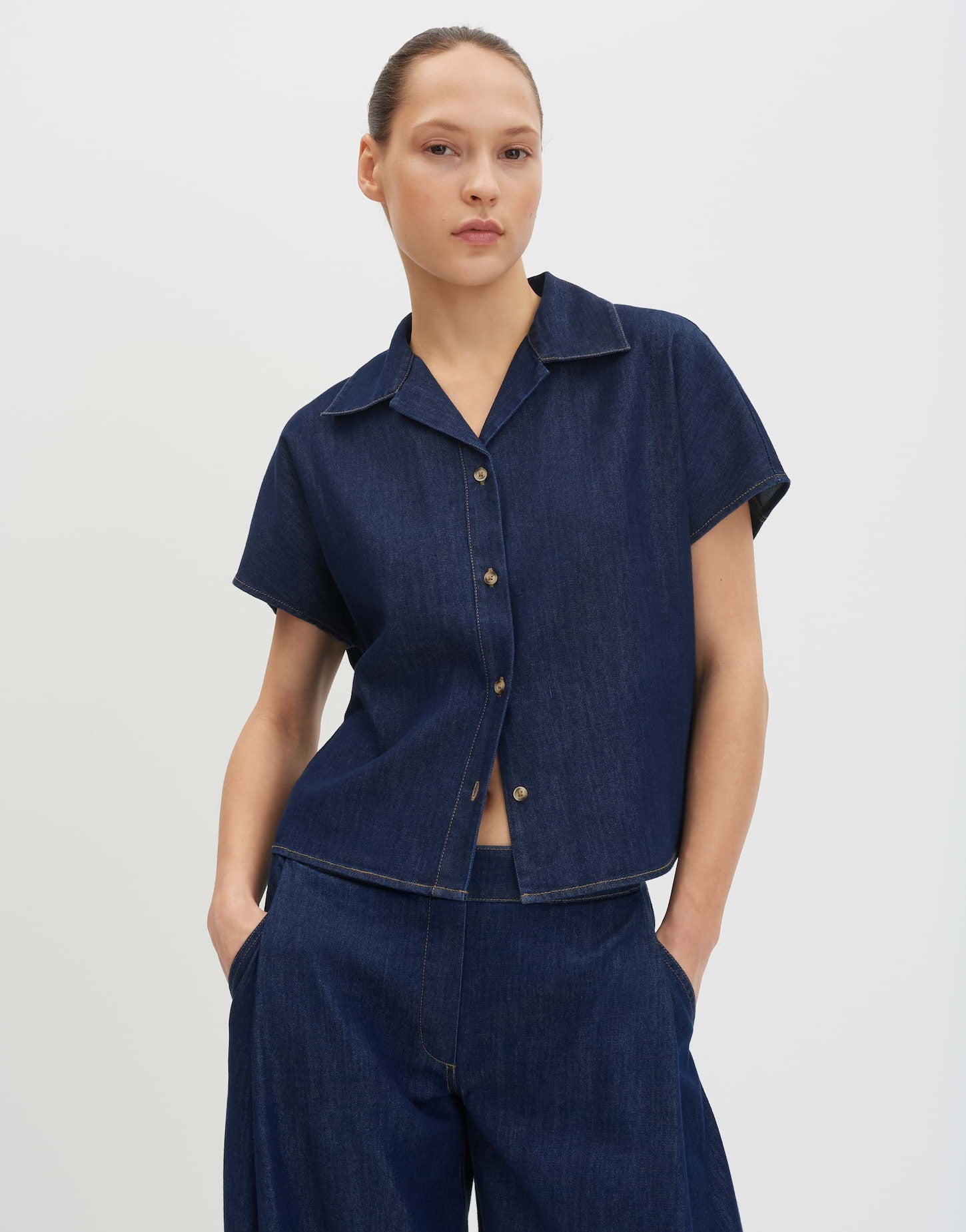 SOMEDAY BLOUSE ZONDRA DENIM RINSED DARK BLUE