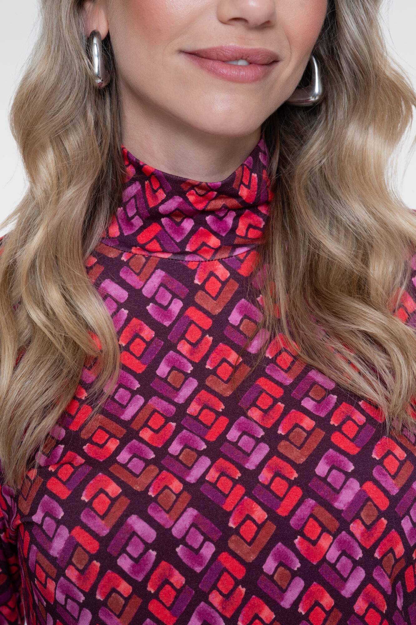 GEISHA TOP GRAFISCHE PRINT PURPLE/CORAL