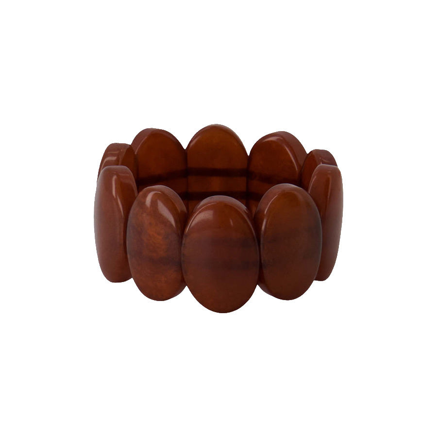 ZUSSS ARMBAND VAN KRALEN ELASTIEK MID BROWN