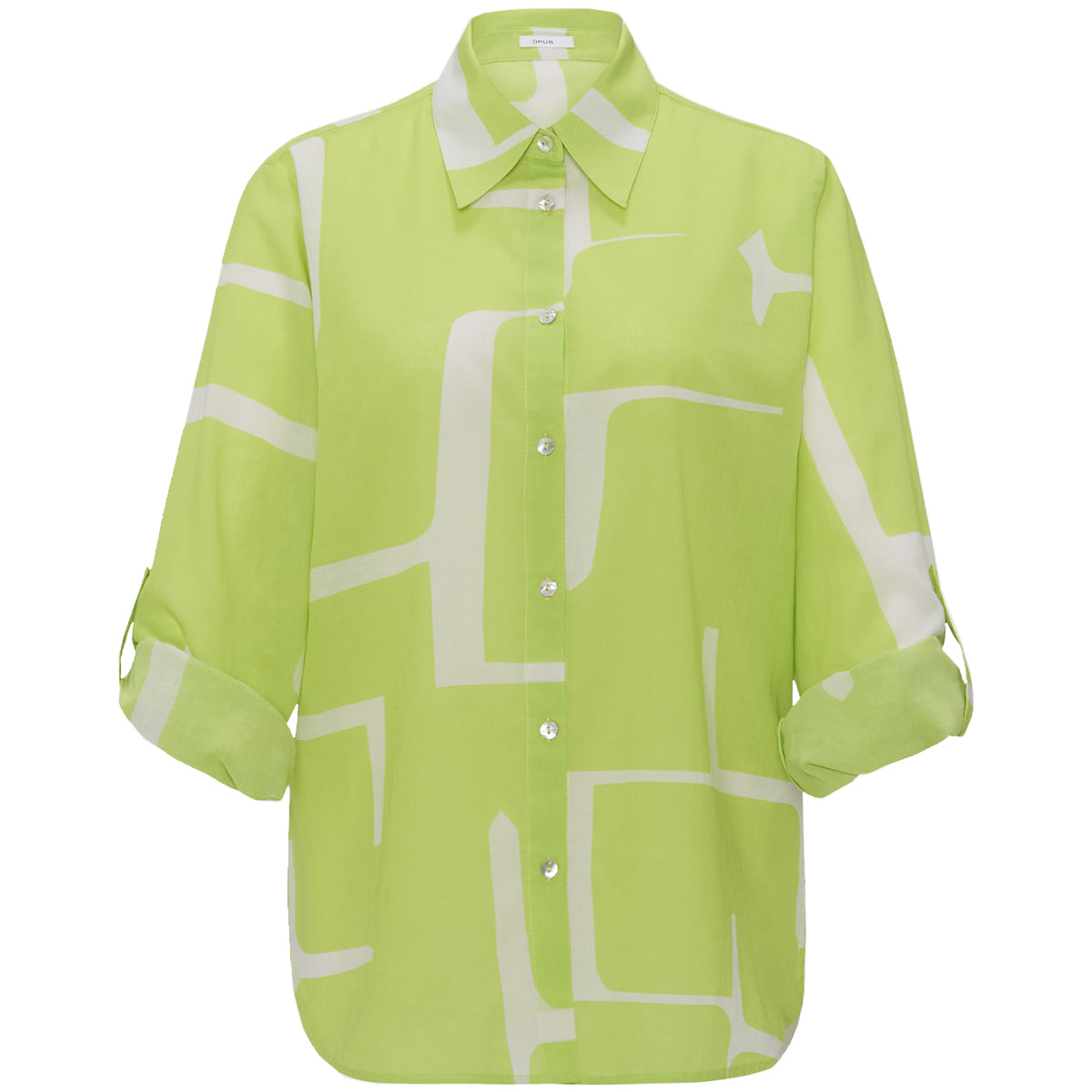 OPUS BLOUSE FUMINE GRAPHIC LIME GREEN