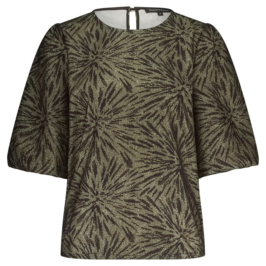 TRAMONTANA TOP PUFF SLEEVE SPARKLING PATTERN BLACK