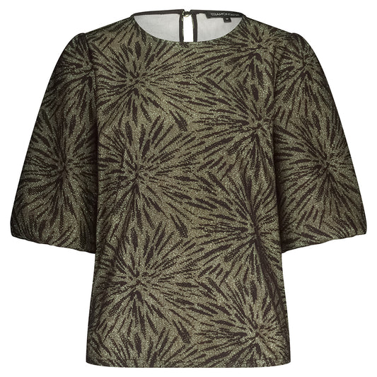 TRAMONTANA TOP PUFF SLEEVE SPARKLING PATTERN BLACK