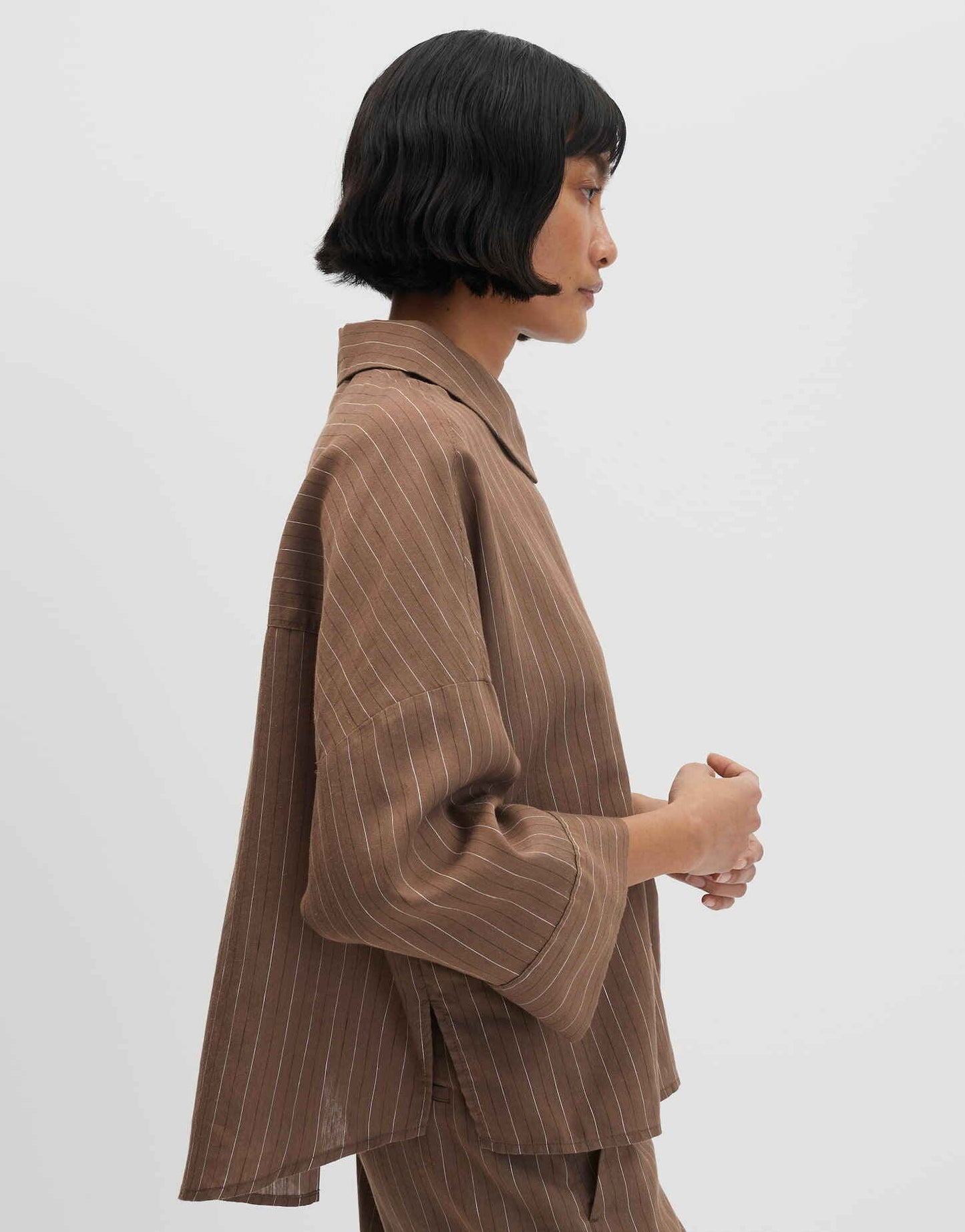 SOMEDAY BLOUSE ZALEA STRIPE HAZELNUT