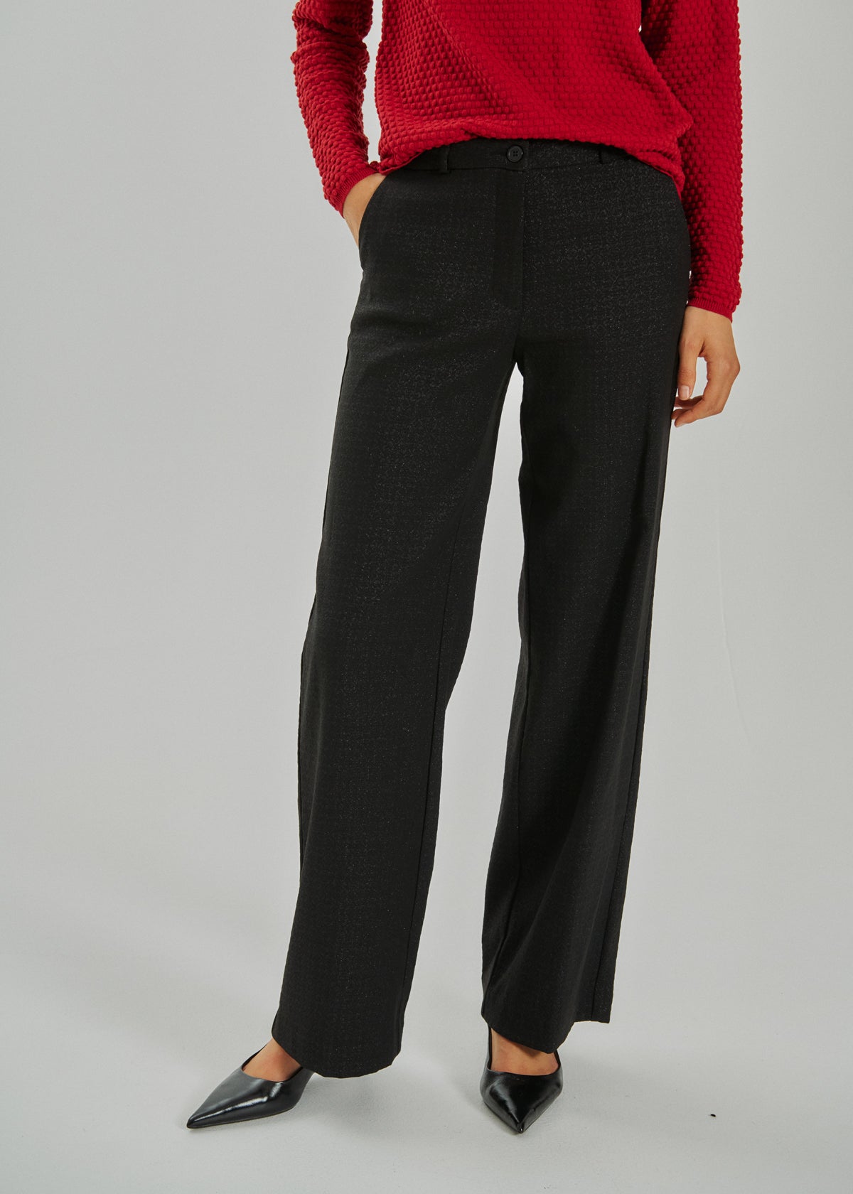 FREEQUENT BROEK SOLVEJ BLACK/BLACK METALLIC