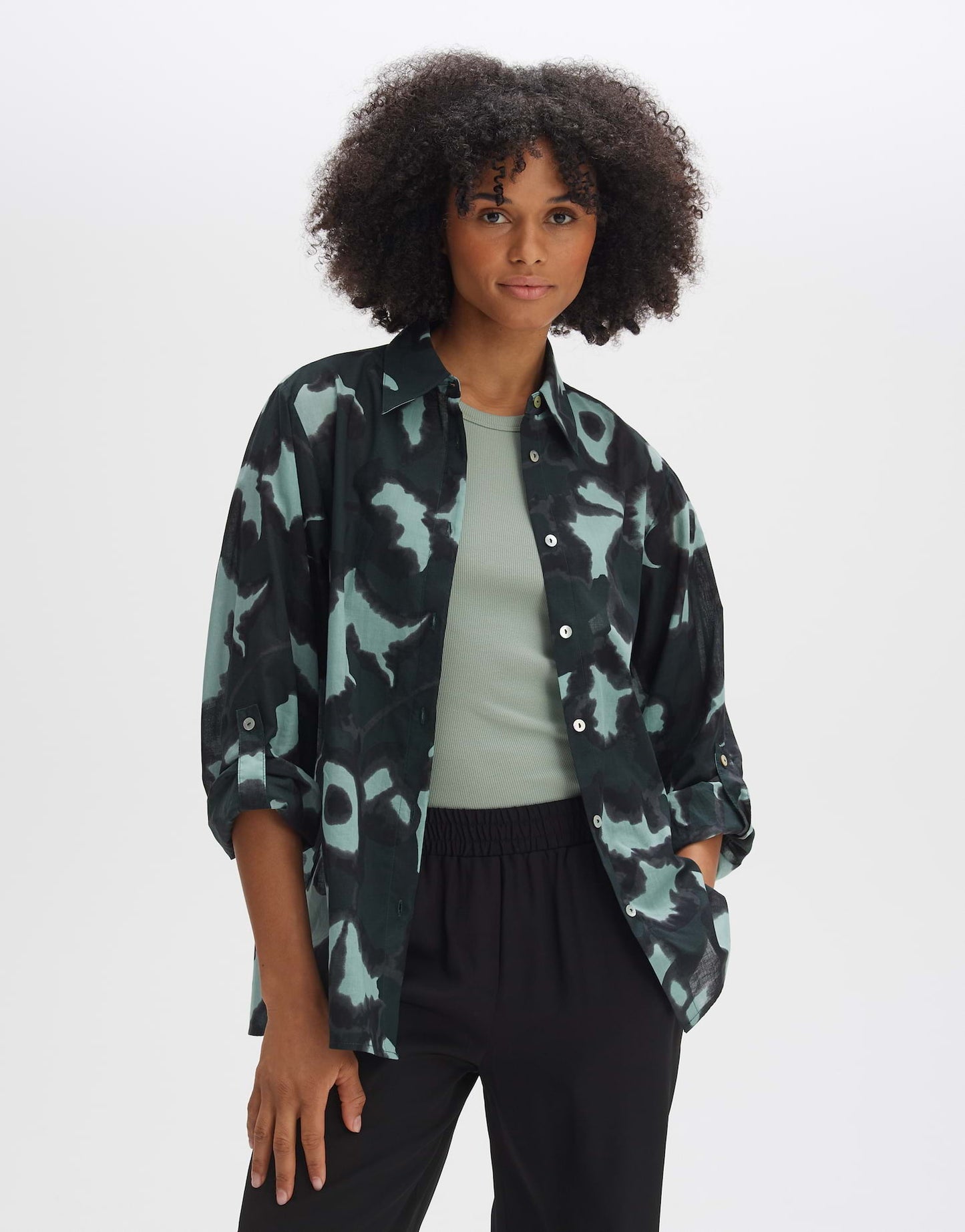 OPUS BLOUSE FUMINE FLORAL EMERALD