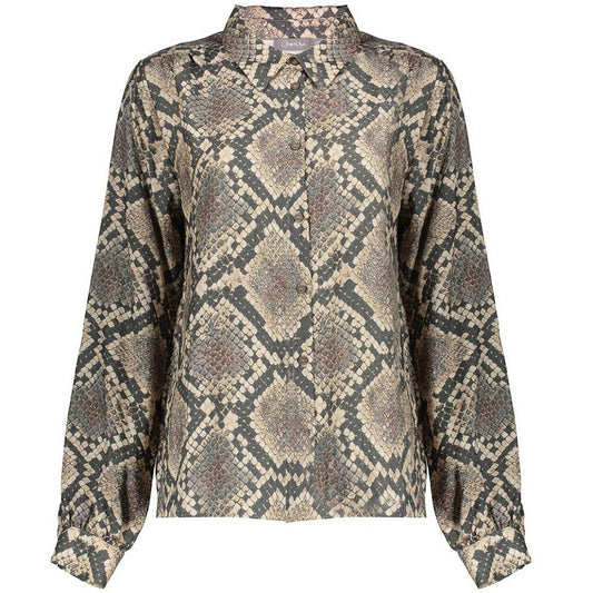 GEISHA BLOUSE SNAKE PRINT BLACK/SAND