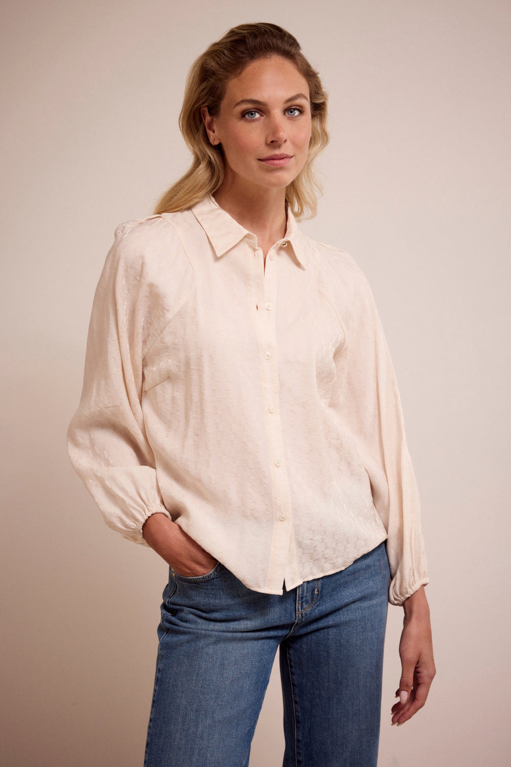 TRAMONTANA BLOUSE PUFF SLEEVED STONE