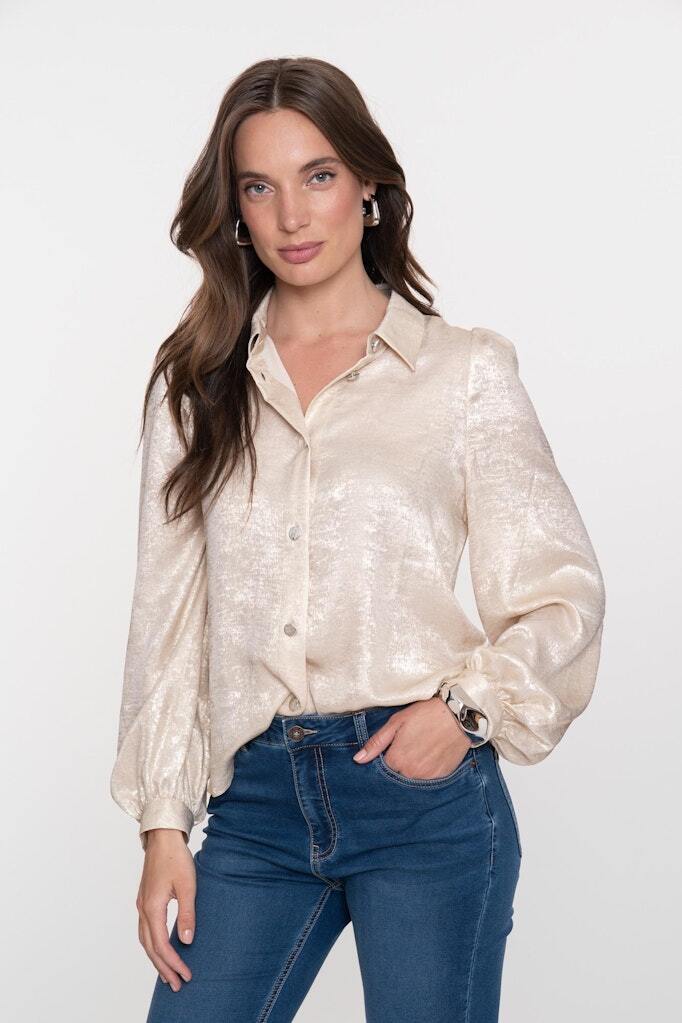 GEISHA BLOUSE SHINY VELVET SILVER