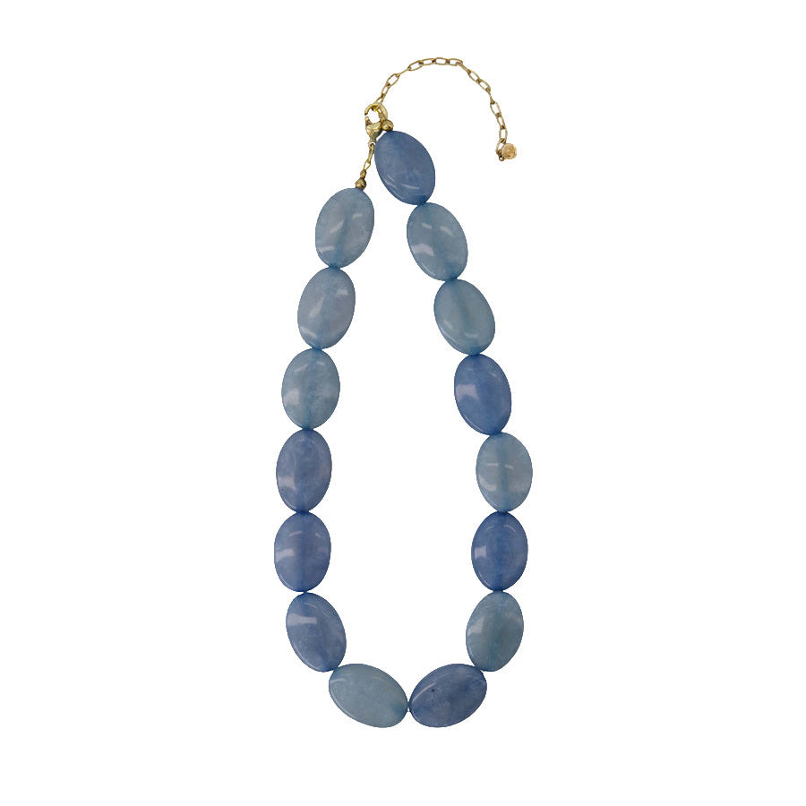 ZUSSS KETTING MET PLATTE KRALEN CORNFLOWER BLUE