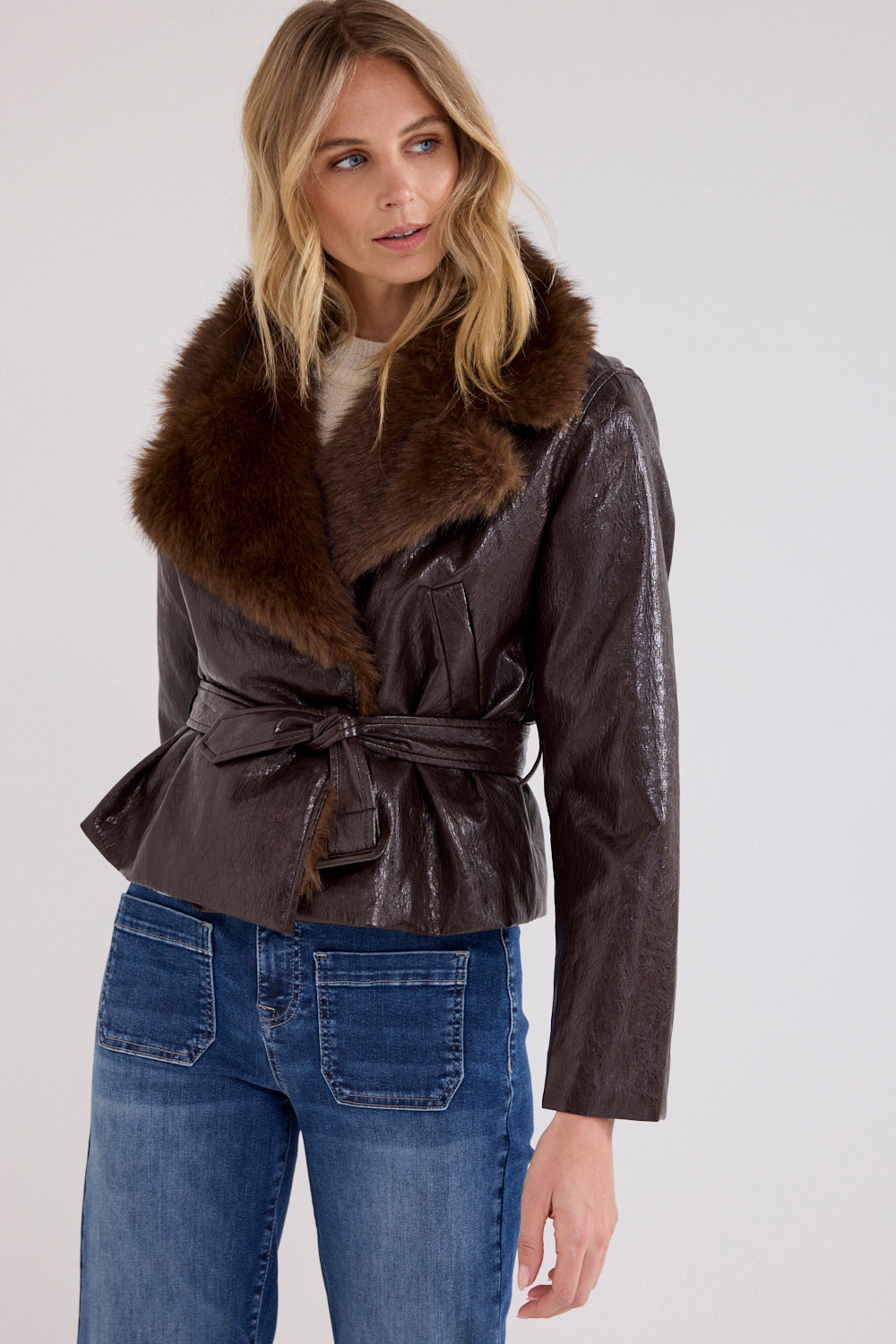 TRAMONTANA JACK FAKE FUR COLLAR CHOCOLATE