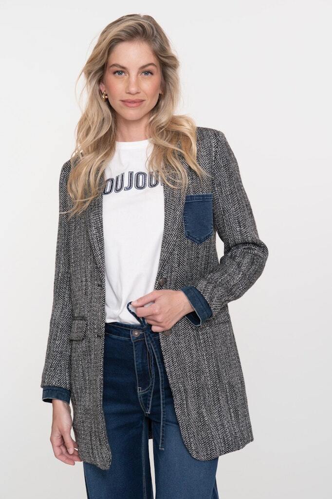 GEISHA BLAZER TWEED DENIM ANTHRACITE
