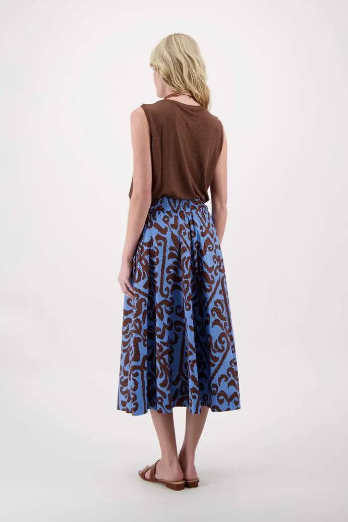 ZUSSS ROK IKAT PRINT BLUE/BROWN