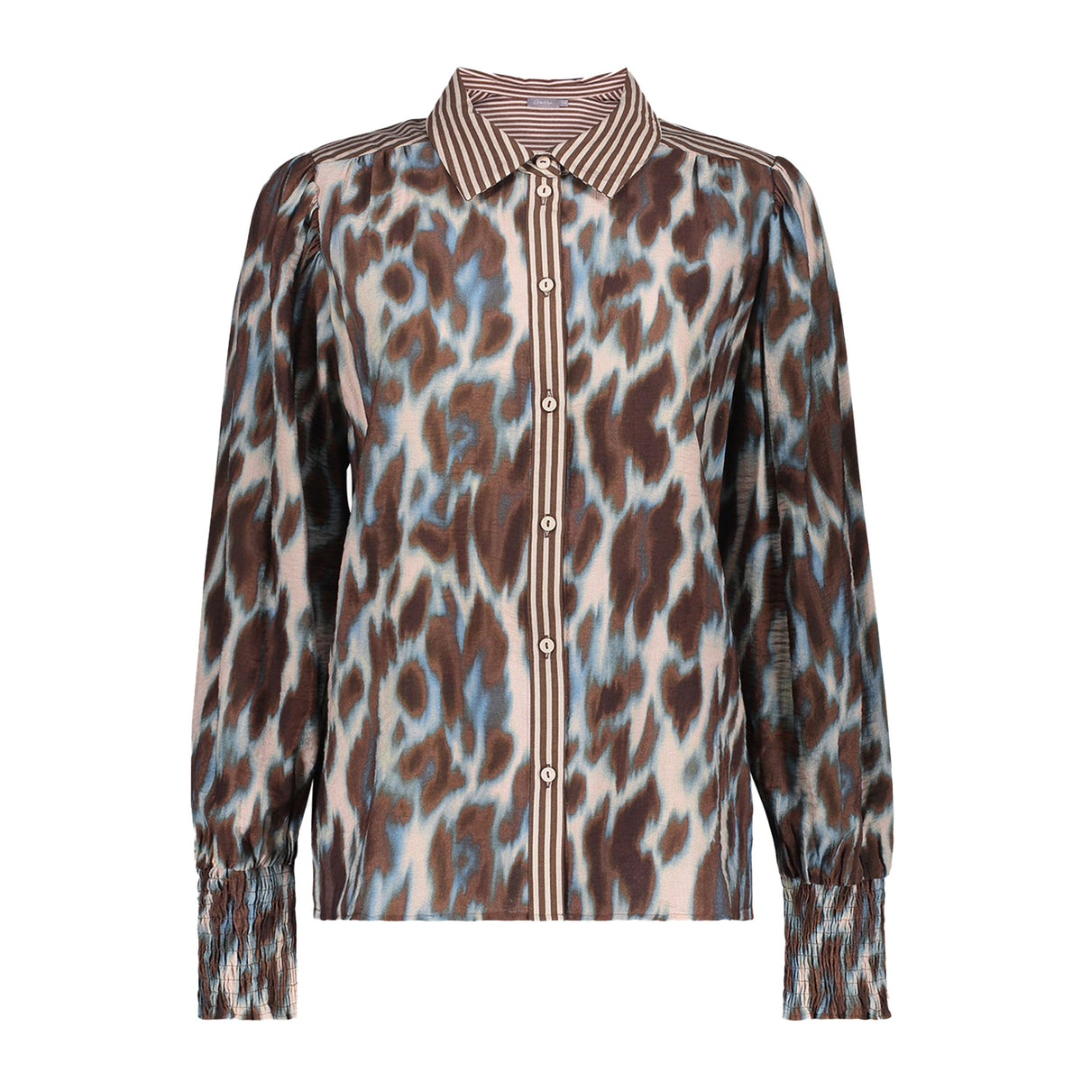 GEISHA BLOUSE MET ANIMALDESSIN NAVY/BROWN