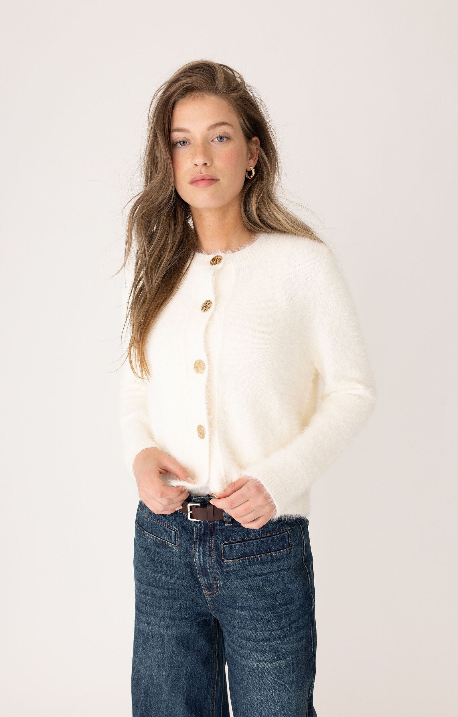 ANNA BLUE VEST TWEEDY OFF-WHITE
