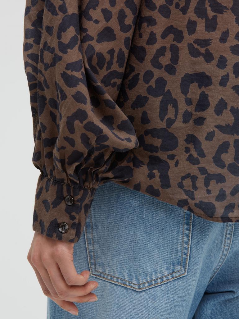 SENSES THE LABEL BLOUSE LEOPARD PRINT BROWN