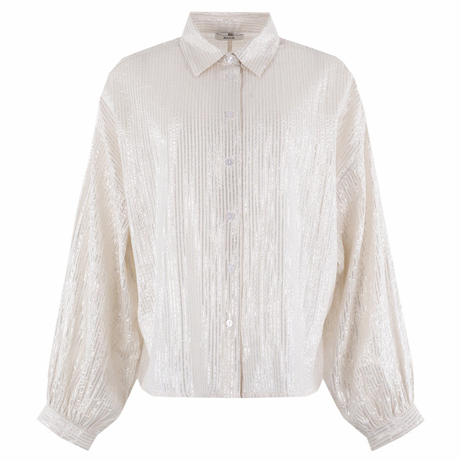 ANNA BLOUSE MET STREPEN SILVER STRIPE