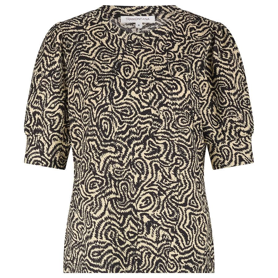 TRAMONTANA TOP WANDERING LINES PRINT BLACK/PEBBLE