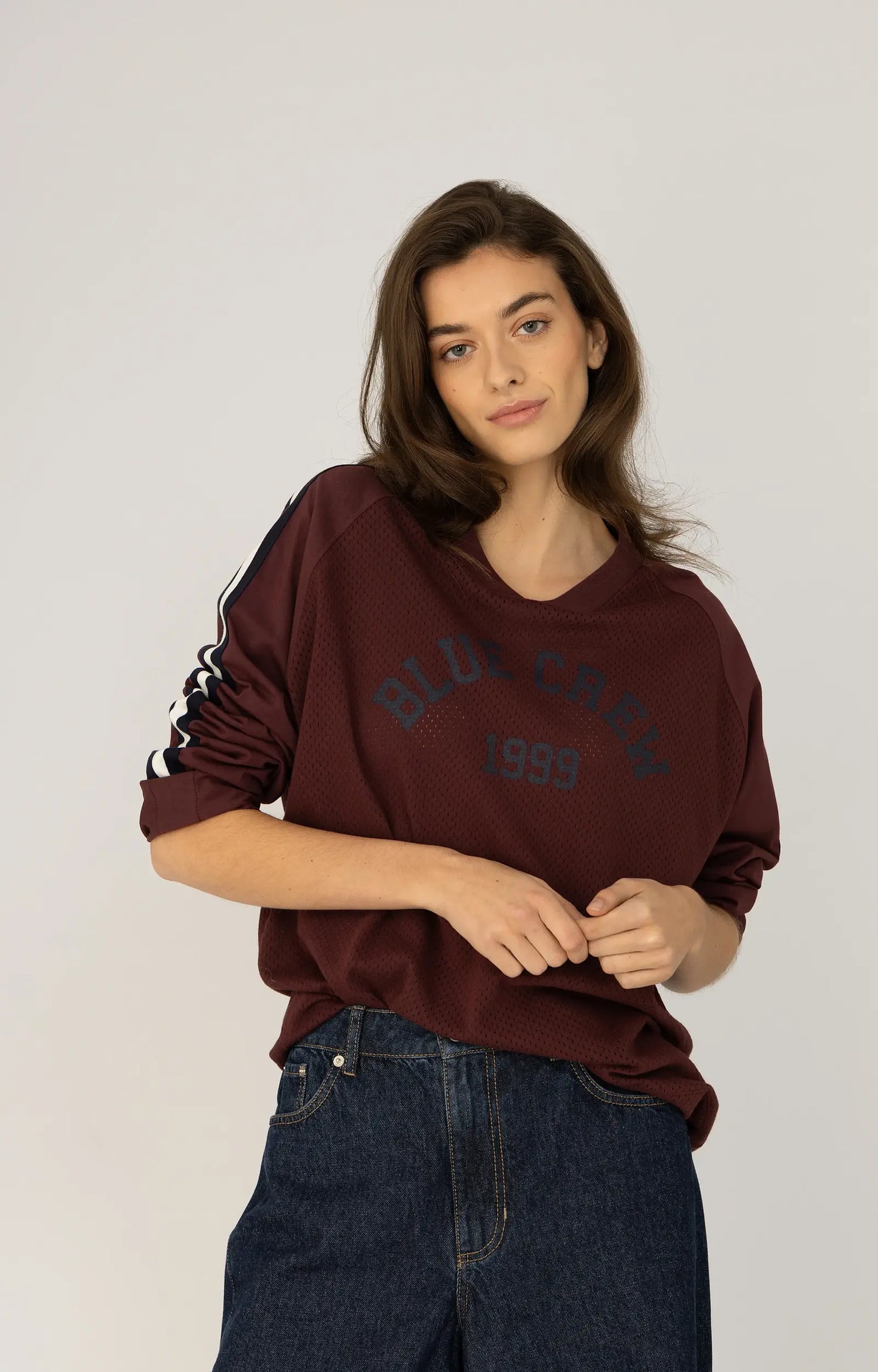 ANNA BLUE SHIRT MESHLONG BORDEAUX