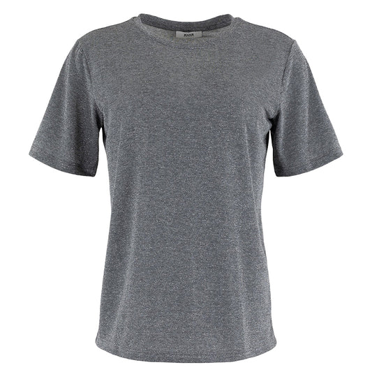 ANNA T-SHIRT LUREX MID GREY MELANGE SOLID