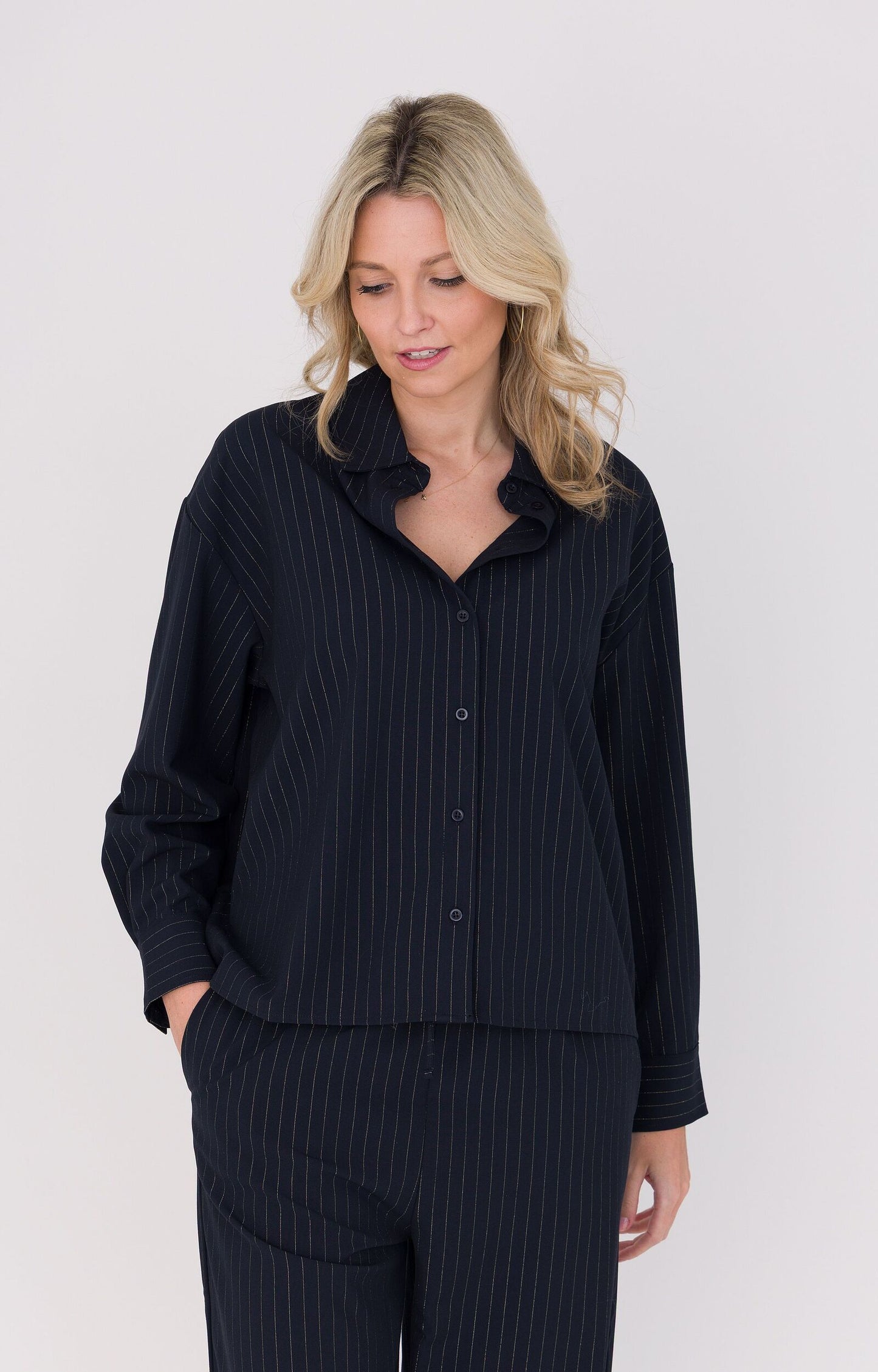 ANNA BLOUSE KRIJTSTREEP INKT BLUE STRIPE