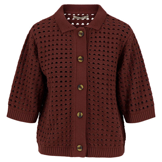 ZUSSS VEST POLOKRAAG MID BROWN