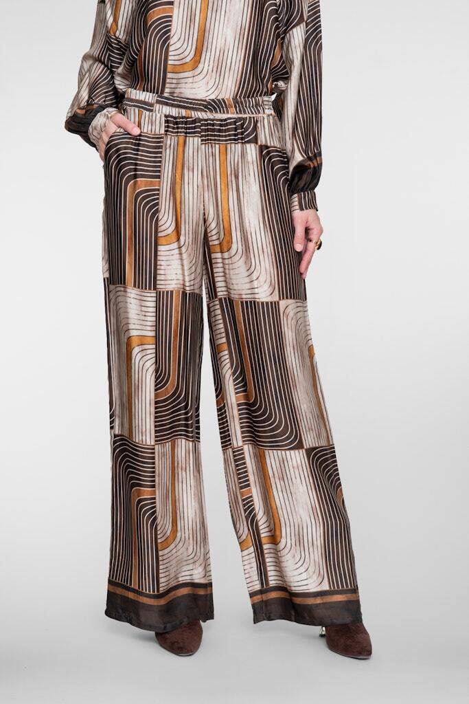GEISHA BROEK GRAFISCHE PRINT BROWN/SAND