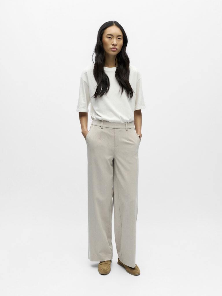 OBJECT BROEK LISA WIDE HUMUS/MELANGE