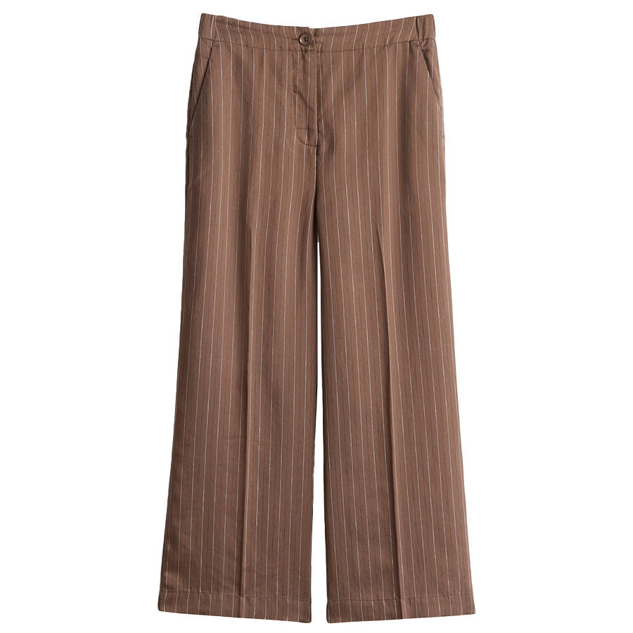 SOMEDAY BROEK CELINO CROPPED STRIPE HAZELNUT