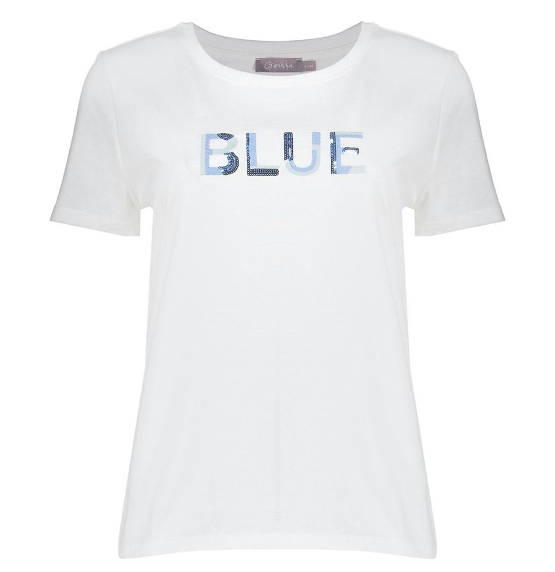 GEISHA T-SHIRT SEQUENCES OFF-WHITE/BLUE